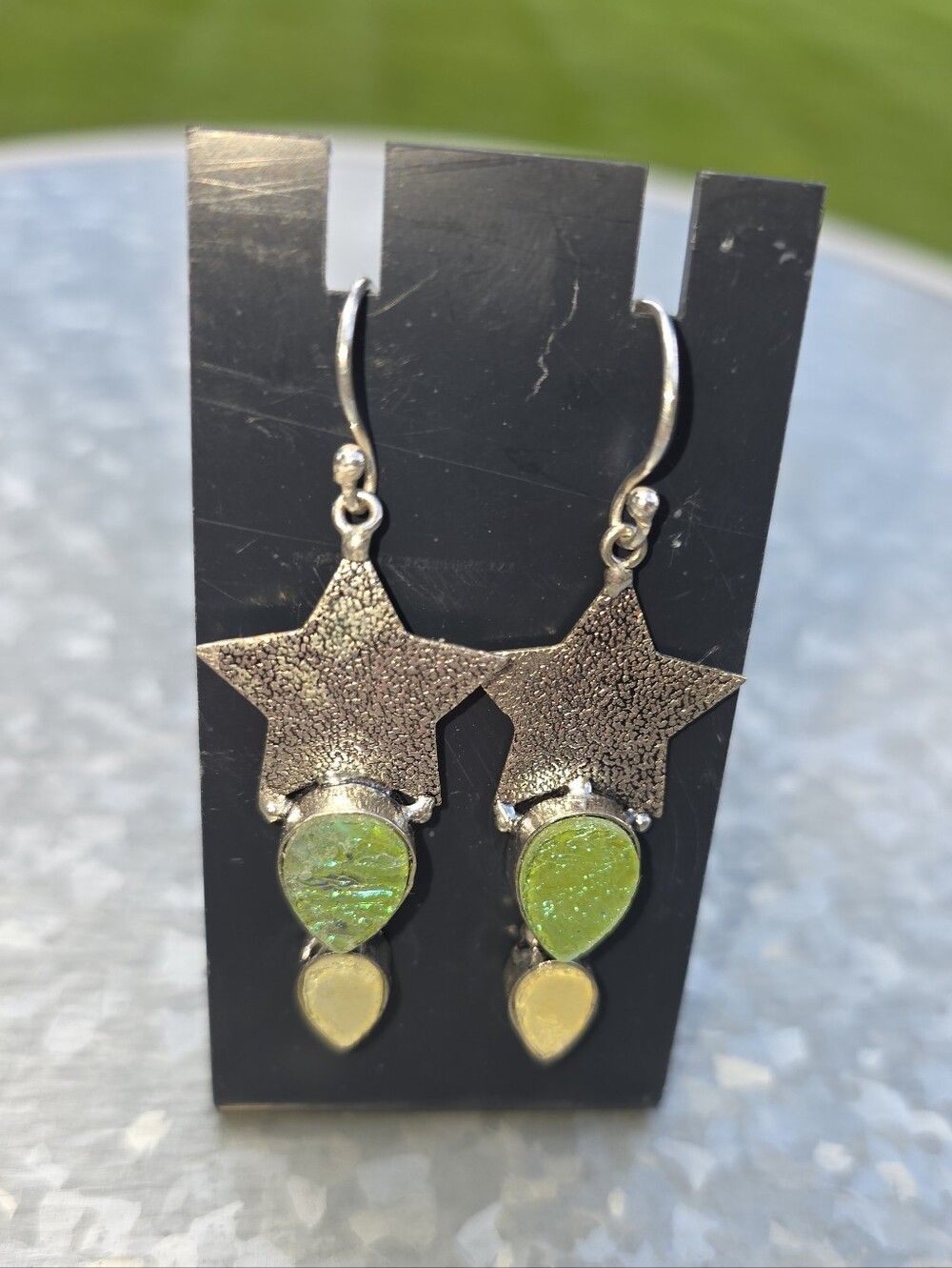 Titanium Druzy Gemstone Earrings In 925 Sterling Silver (2.25")